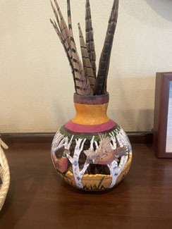 Pheasant Theme Carved & Painted Gourd by Carma Bosworth-480x640px